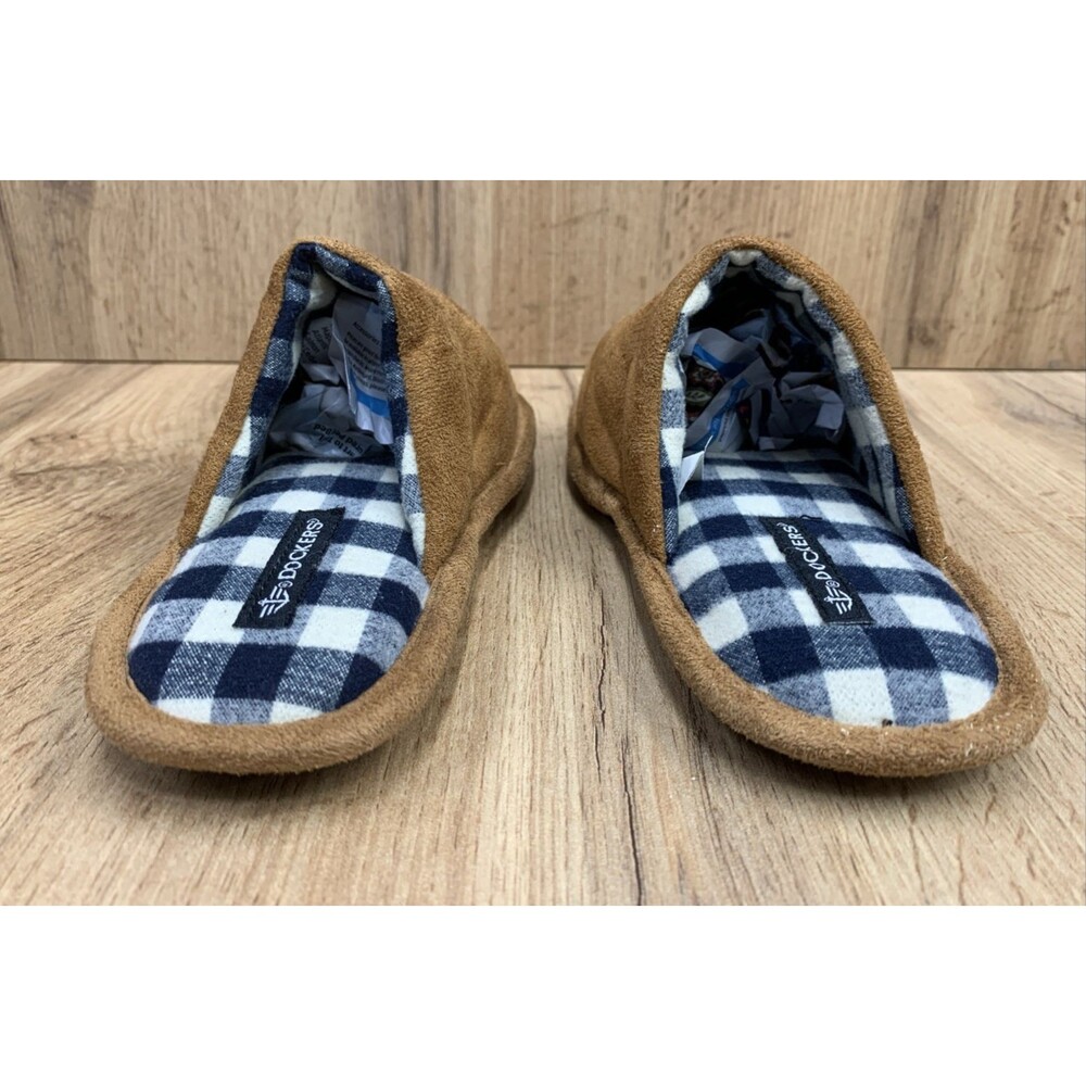Dockers Kids Brown Split Toe Slippers Plaid Insoles Brown Kids Size 13 M - Picture 7 of 16